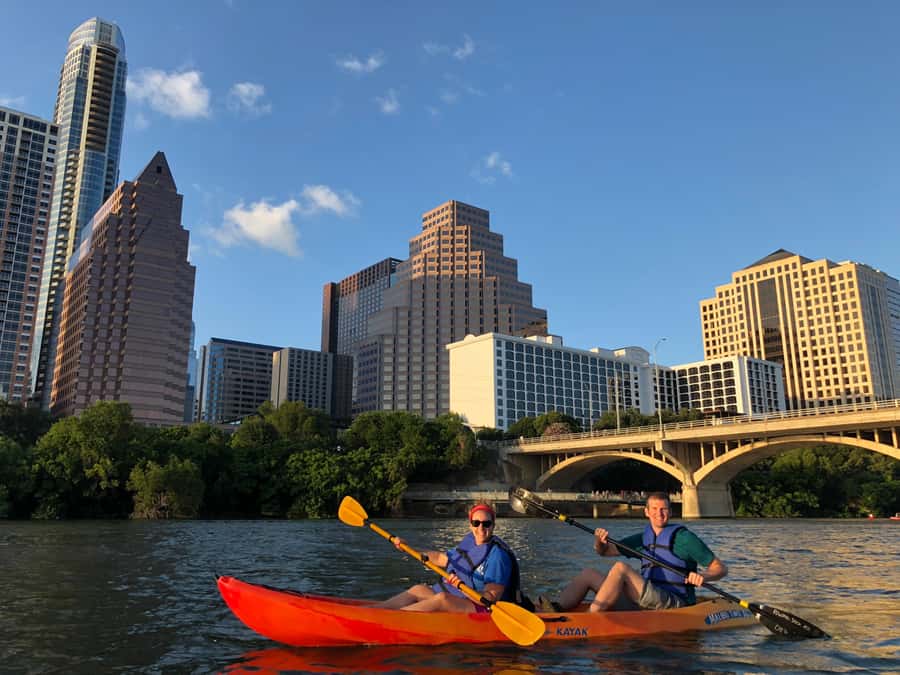Downtown Sunset Tandem Kayak with 1.5M Bats - After the Bat Show: A Peaceful Paddle Back in the Dark
